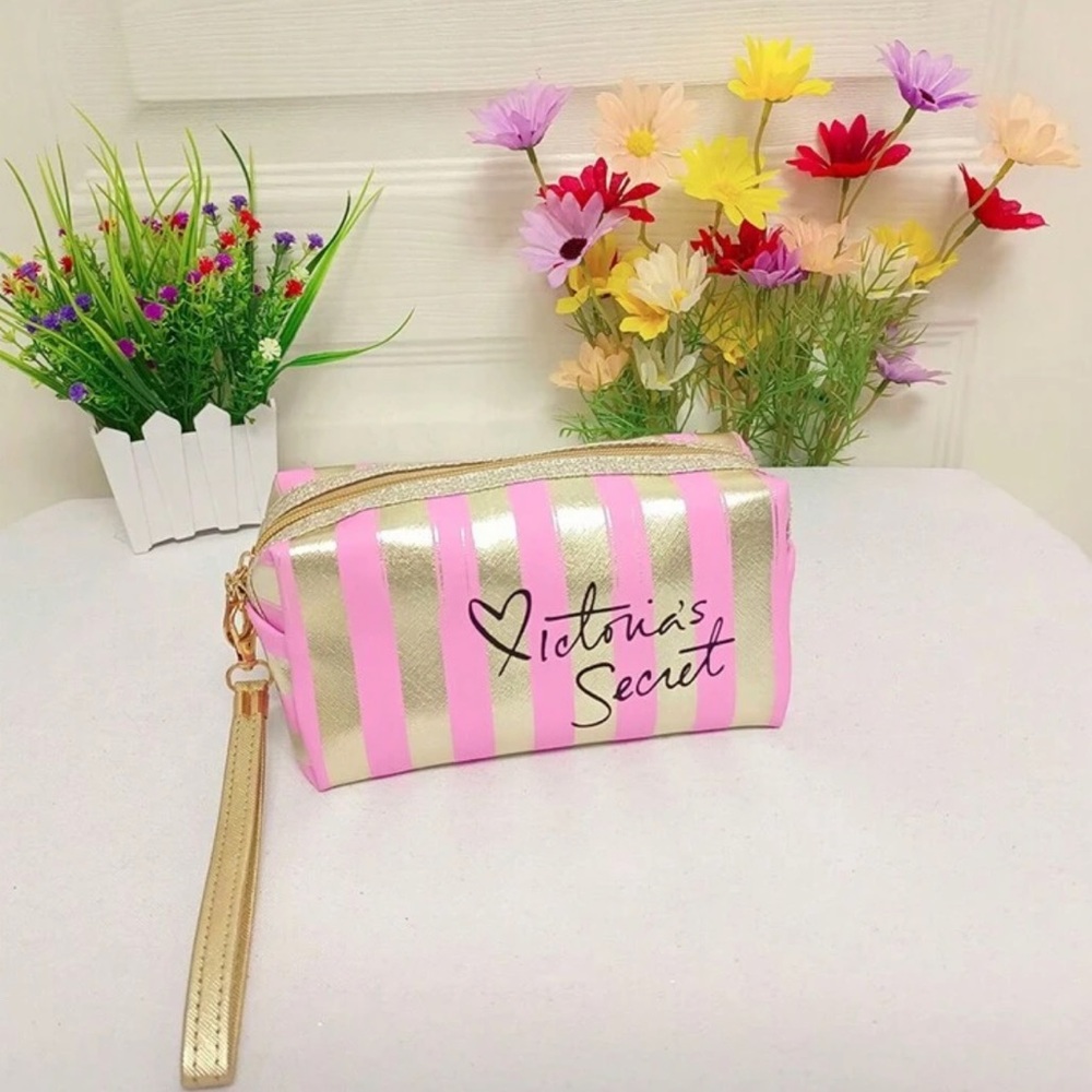 1Pc Streak Striped Makeup Bag Mini Cosmetic Organizer Pouch Lipstick Storage Bag